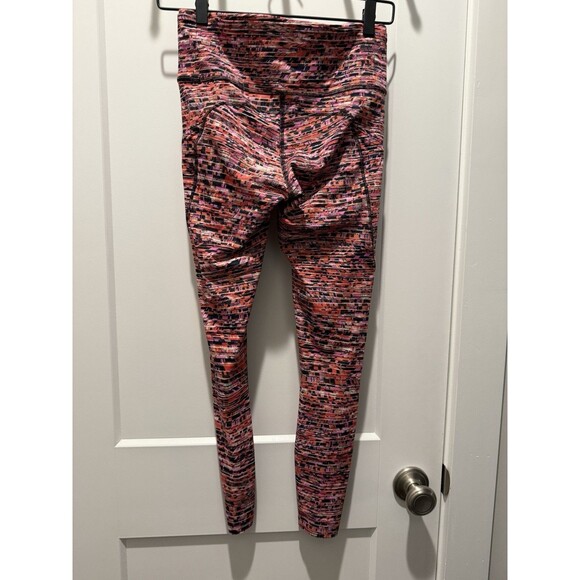 Lululemon Fast Free Legging II 25" *Nulux Flash Pleat Orange Multi Size 6 Small - Picture 4 of 6